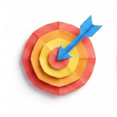 Measure - origami bullseye target with arrow scoring the outcome