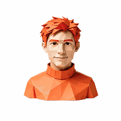 Sales AI employee - origami portrait in orange