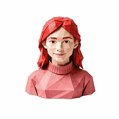 Support AI employee - origami portrait in pink