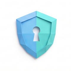 End-to-end encryption - origami shield with keyhole representing data encryption