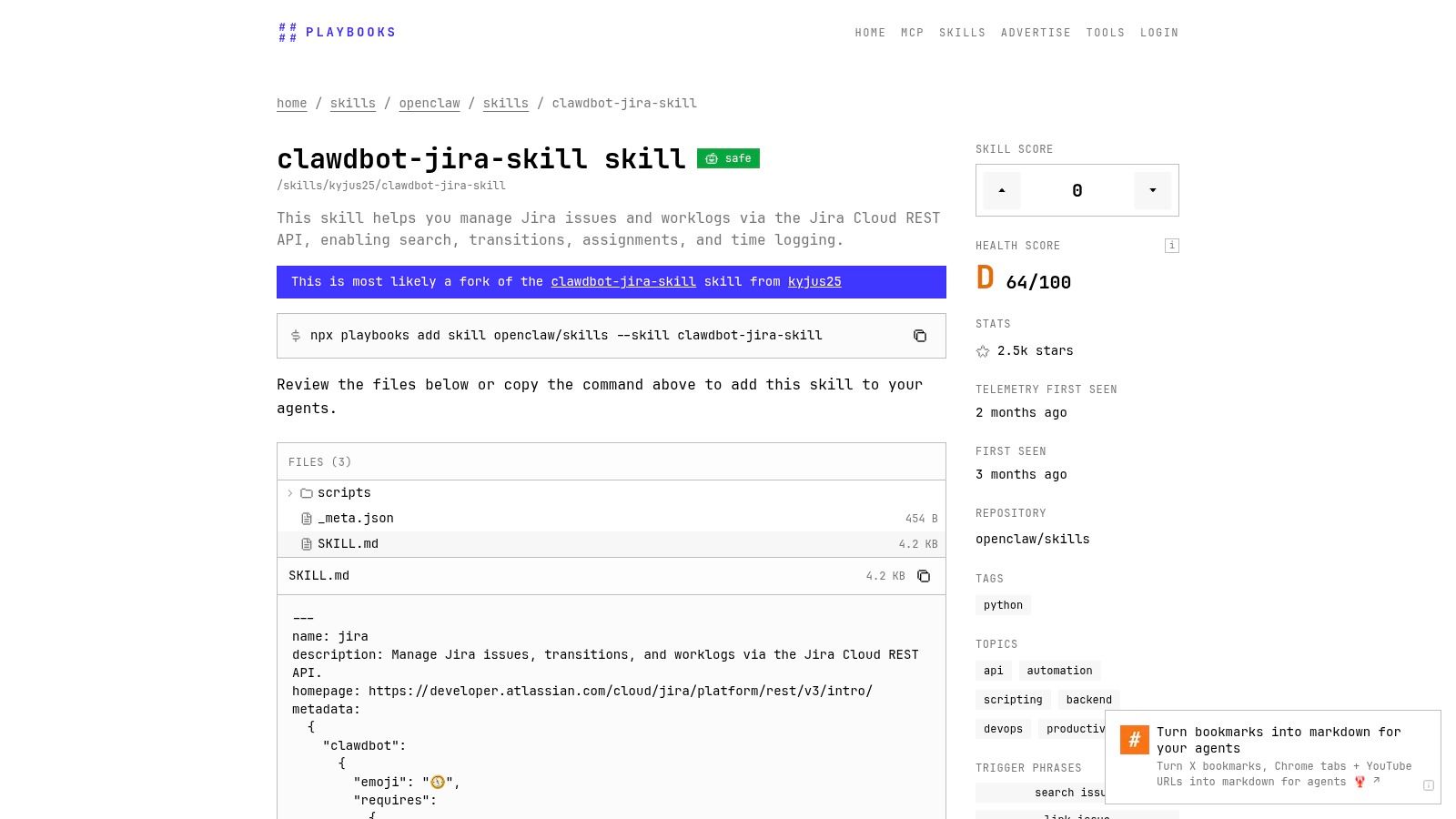 Jira Skill (clawdbot-jira-skill)