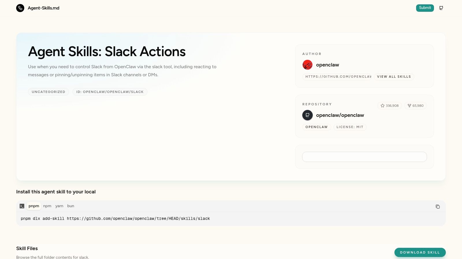 Slack Controller / Slack Actions Skill