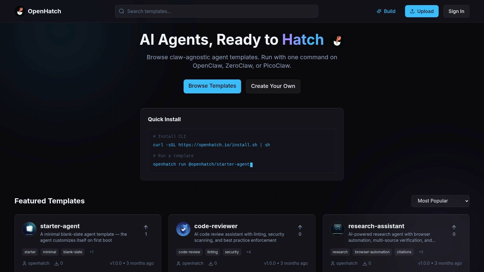 OpenHatch, AI Agent Templates Library